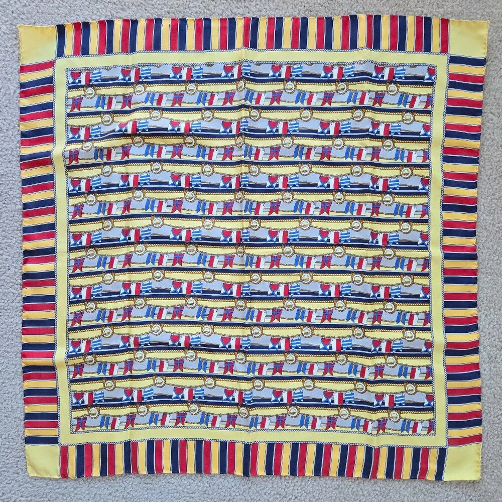 Franco Bassi Silk Square Scarf Signal Flags Nautical Marine Diving Ocean - Picture 2 of 10